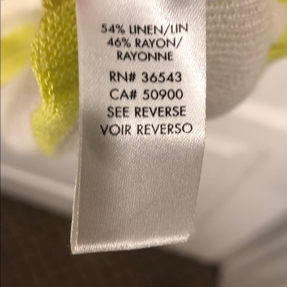 Calvin Klein short sleeved, lime and cream top. - Picture 4 of 5